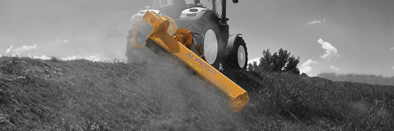 Alpego rear off-set flail mower topping bank