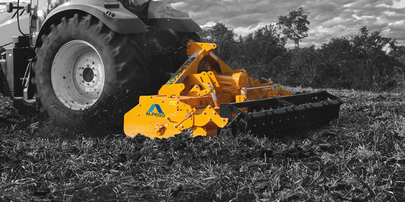 Alpego rotary cultivator, mobile banner
